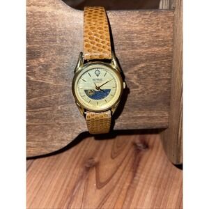 Benrus Legacy Diamond Moon Phase Quartz Analog Women's Watch Original Band